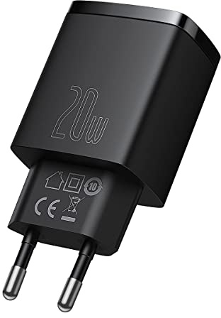 Baseus Compact Quick Charger - Black, Minimalist Style, Charger, USB, Smartphones, Tablets