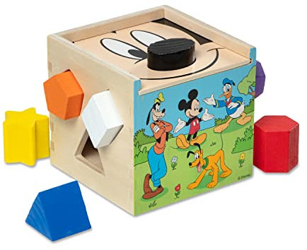 Melissa & Doug Disney Mickey Mouse & Friends Wooden Shape Sorting Cube