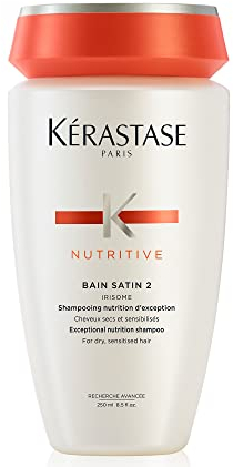Kérastase Shampoo für trockenes bis sehr trockenes Haar, Nährendes Haarbad für mehr Glanz und Geschmeidigkeit, Bain Satin 2, Nutritive, 250 ml