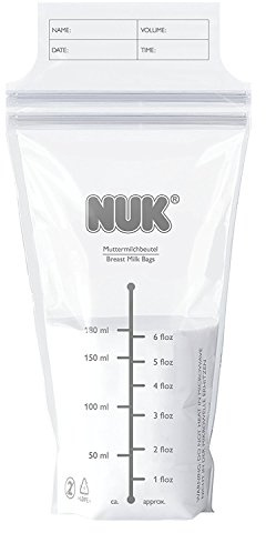 NUK 25 bolsas de leche materna de 180 ml, esterilizadas para uso inmediato, a prueba de fugas, sin BPA