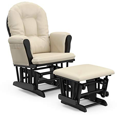 Storkcraft Premium Hoop Glider & Ottoman, Black with Beige