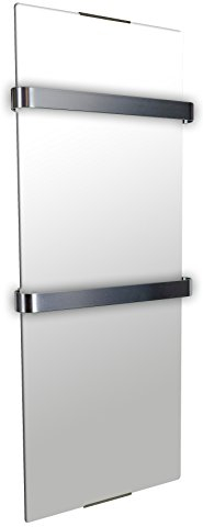 CHEMIN’ARTE Sèche-Serviette Design Électrique Miroir 900W - Radiateur Vertical - 2 barres porte serviettes - 100x6x46cm - Conçu en France