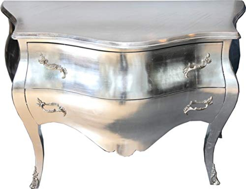 Casa Padrino Barock Kommode Silber - Handgefertigt aus Massivholz
