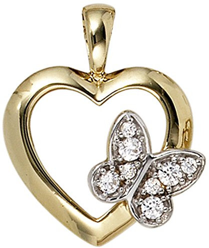 Jobo Damen-Anhänger Schmetterling auf Herz aus 8 Karat 333 Gold mit Zirkonia