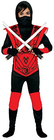 NET TOYS Disfraz Infantil de Ninja Traje Guerrero Ninja niño M 128/140 cm años 7-9 Outfit Luchador japonés Vestimenta Kung fu Ropa de Carnaval Samurai Fiesta temática Asia