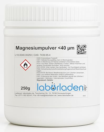 250 g magnesiumpulver <40 µm * laboratorium, överlevnad, brandstartare – bästa kvalitet från Tyskland!