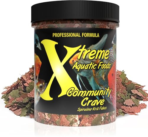 Xtreme Community Crave Flake - Krill & Spirulina Blend for Vibrant Colors, Immune Support and Digestive Health, Tropical & Freshwater Fish Nutrition – Premium Community Aquarium Food (2oz)
