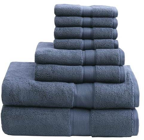 Madison Park Ensemble de Serviettes de Bain luxueuses 100% Coton 800 g/m², Bleu Ardoise, Plusieurs Tailles