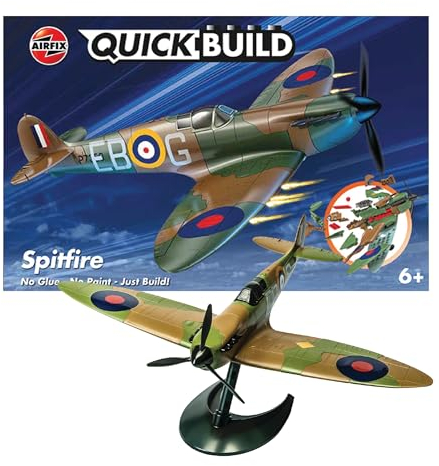 Airfix J6000 Quick Build Spitfire Aircraft Model Kit,Multi-colored,116 millimeters