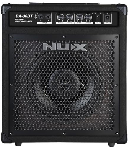 NU-X | DA-30BT Personal Monitor Amplifier | 30W Bluetooth-Enabled Compact Drum and Keyboard Speaker with Dual Input Channels