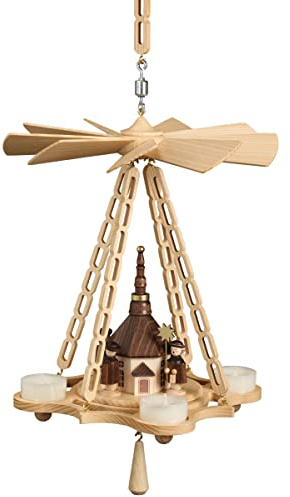 Volkskunstwerkstatt Unger Deckenpyramide - Hängepyramide mit Seiffener Kirche - Echt Erzgebirge® #0750