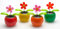 LED-Highlights 4er Set Solar Wackelblumen Solar Wackelblume Solarblume Wackelfigur Blume Grün, Orange, Pink, Blau, Rot Deko Fensterbank Auto Dekoblume