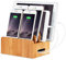 Bureau en Bois de Bambou Cordons Multi-appareils Support Organisateur et Station de Charge Chargeur Docks Support de Berceau pour iPhone iPad Samsung Huawei OnePlus LG Sony Smartphones et Tablets