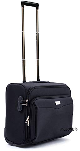 Ormi /Lumi Valigia Piccolo Leggero Pilota Business in Poliestere 42x25x35, 30 Litri 2 Ruote, Con Tasca PC, Pilota Bagagli a Mano (Nero)