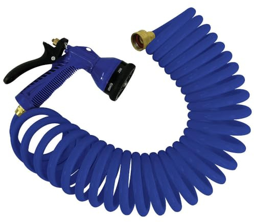 Whitecap 25' Blue Coiled Hose w/Adjustable Nozzle