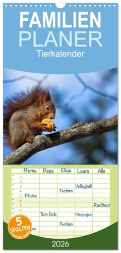 Familienplaner 2026 - Tierkalender 2026 mit 5 Spalten (Wandkalender, 21 cm x 45 cm), CALVENDO: Eine Auswahl phantastischer Tierfotos (CALVENDO Tiere)