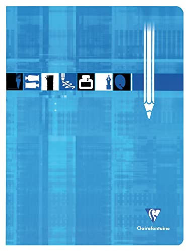Clairefontaine 3390C - Cahier Dessin Agrafé Bleu 24x32cm 24p Unies 125g