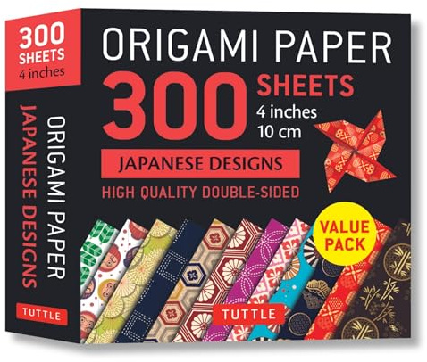 Origami Paper 300 Sheets Japanese Designs: High-Quality Double-Sided, 4 inches 10 cm