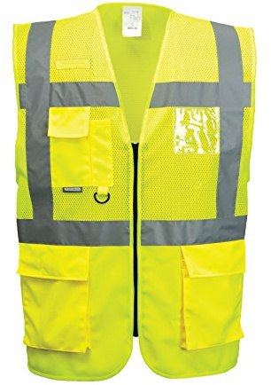 Portwest C496 Madrid Verkställande Mesh Väst Reflekterande Tejp Polyester | Gul, M, EN ISO 20471 Klass 1, 100% Polyesternät, Dragkedja Fram, 2 Lägre Fickor, Maskintvättbar, Yttre Hudtyg, Hög Synlighet