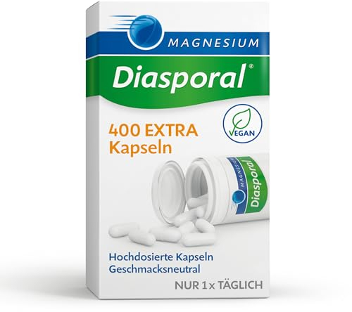Magnesium-Diasporal 400 EXTRA Kapseln | Hochdosierte 400 mg Magnesium Kapseln | Vegan, geschmacksneutral und leicht zu schlucken | Ideal bei erhöhtem Bedarf | Glutenfrei und laktosefrei | 100 Stück