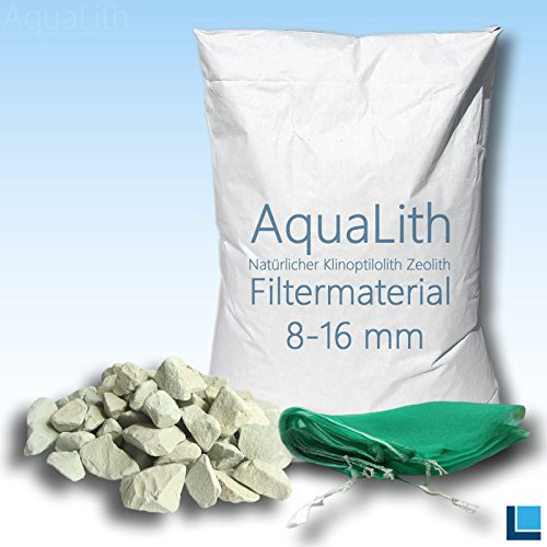 25 kg di Materiale filtrante in zeolite da 8-16 mm, 2 sacchetti XL 43 x 60 cm, per stagni koi, laghetti da giardino, stagni decorativi e laghetti balneabili
