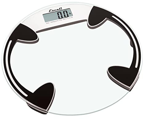 Escali B180RC Glasplattform-Personenwaage LCD-Digitalanzeige, Körperwaage Digital 180 kg Transparent/Schwarz 32 x 32,4 x 3,3 cm