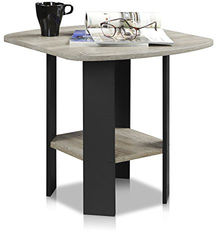 Furinno SIMPLE DESIGN Side Table, 2-Tier End Table, Open Shelves Night Stand, Bedside Table, for Living Room, Bedroom, French Oak