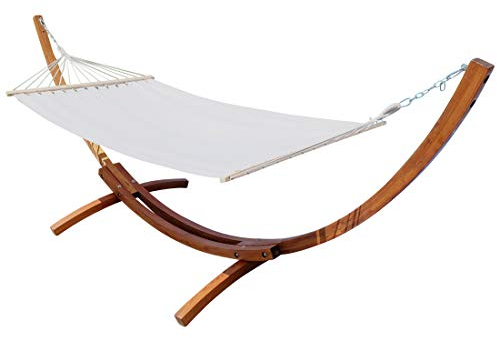 ALEOS. 350cm Hängemattengestell Lucia Hängematte mit Gestell aus Holz Lärche mit Stabhängematte
