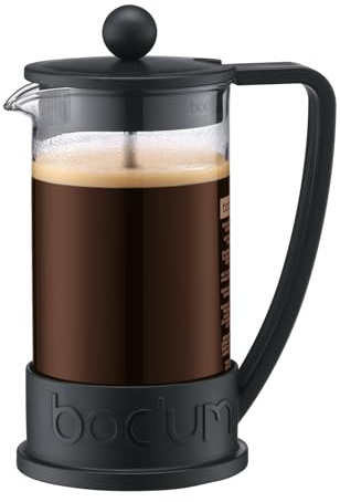 Bodum 12oz Brazil French Press Coffee Maker, High-Heat Borosilicate Glass, Black - Made in Portugal