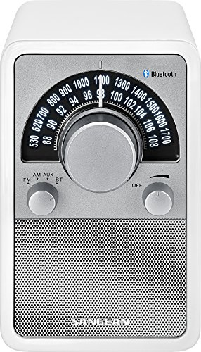 Sangean WR-15 Retro Radio mit FM und AM - Vintage Design - Bluetooth Streaming - Einzigartiges Holzgehäuse - Weiß