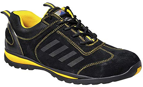 Portwest FW34 Lusum Säkerhetssko Dubbel Densitet Skyddande Tåhätta Lättvikt | Svart, 37, S1P EN ISO 20345, Oxmocka Läder, EVA-Gummi, Värmebeständig Gummiyttersula, Förstärkt Ankel Skydd, Yttre Hudtyg