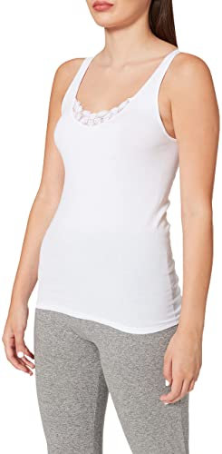 Schiesser Damen Trägertop mit Spitze-Hemdchenkonzept Unterhemd, weiß_144365, 44