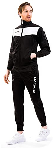 Givova TR018 Herren Visa Trainingsanzug, Mehrfarbig (schwarz/weiss), 4XL