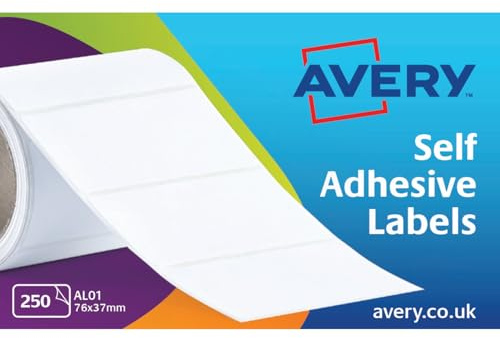 Avery AL01 Address Roll Labels, 250 Stickers Per Roll, Blank White Sticky Labels on a Roll