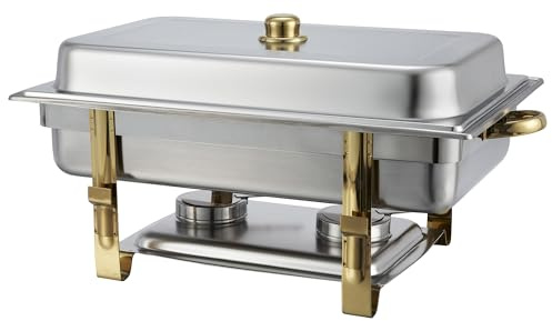 Winco Malibu Stainless Steel Chafer with Gold Accents, 8 Quart