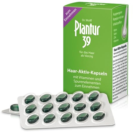 Plantur 39 Haar-Aktiv-Kapseln - Nahrungsergänzungsmittel, 1 x 60 Stk. – Verbessert das Haarwachstum | Mit Vitaminen und Spurenelementen | Haarpflegeserie gegen Haarausfall