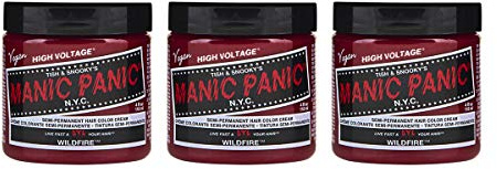 Manic Panic Wildfire Classic Creme, Vegan, Cruelty Free, Red Semi Permanent Hair Dye 3 x 118 ml