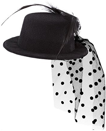 SoWest Mini Victorian Burlesque Top Hat Fascinator – Elegant Fancy Dress Accessory Black Hats with Feather & Ribbon | Vintage 1920s Flapper, Cabaret & Gothic Party Hairpiece for Women