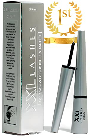 XXL Lashes Wimpernserum, Augenbrauenserum für schnelles Wimpern- und Augenbrauenwachstum - Getestete Wirkung - längere, dichte und starke Wimpern in nur 4 Wochen, Lash Booster, vegan, natürlich