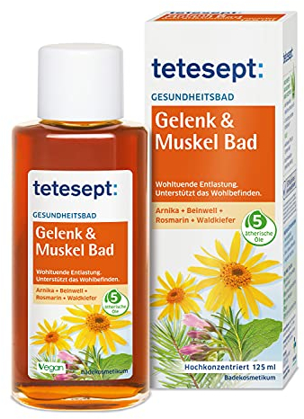 tetesept Gelenk & Muskel Bad – Wohltuendes Gesundheitsbad mit 5 ätherischen Ölen – Flüssiger Badezusatz zur wohltuenden Entlastung – 1 x 125 ml | 125 ml (1er Pack)