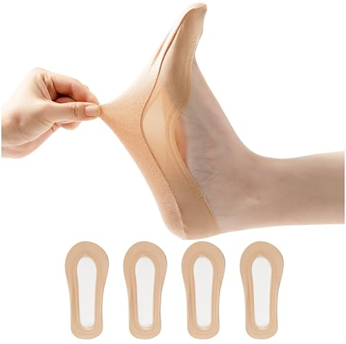 JARSEEN 4Pairs No Show Liner Low Cut Socks Women Anti-slip Cotton Nylon Boat Hidden Invisible Socks for Loafer Boat Shoes Sneakers