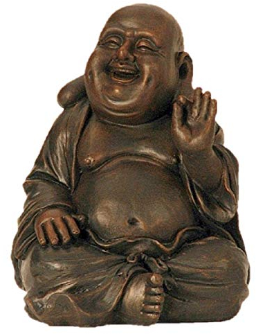 Geschenkestadl Große Buddha Figur lacht sitzend 31cm Dunkelbraun Feng Shui Buddhismus Asia Deko