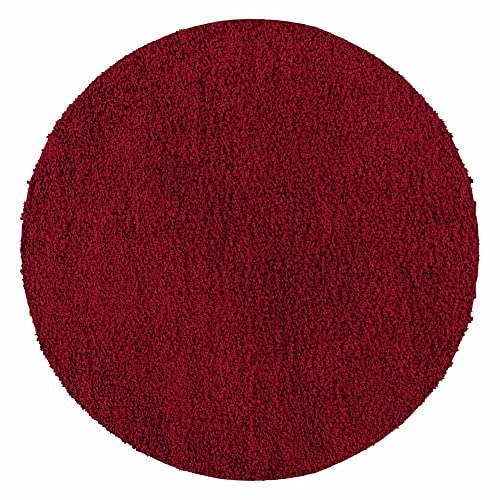 Carpetsale24 Shaggy Hochflor Teppich, 160 cm Rund, Rot, weich, flauschig, modern, einfarbig, Für Wohnzimmer oder Schlafzimmer, für Wohnzimmer Schlafzimmer Flur