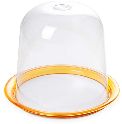 Omada Design Porte-panettone/gateau composé d'un plateau, de différentes couleurs et d'une cloche préservant la fraîcheur, Blanc et Jaune