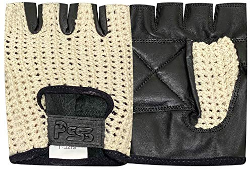 Prime Leather - Mitaine Filet Cyclisme Gym Conduite Haltérophilie Musculation Cuir Noir Filet Blanc 401 - Noir-Blanc, S