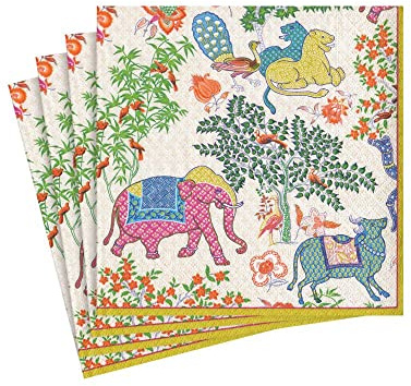 Caspari Les Jardins De Mysore Paper Cocktail Napkins, Pack of 20 Multi-Colour,11930C