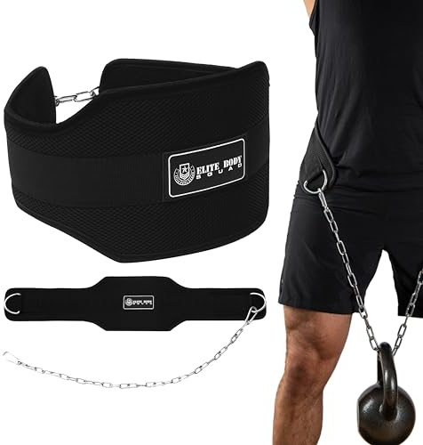 Dip Belt for Weighted Dips & Pull Ups – Premium Comfort Padded Weightlifting Belt with Heavy Duty Chain – Strength Training, Calisthenics & Bodyweight Training