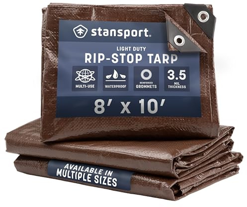 Stansport Light-Duty Rip-Stop Tarp 8' x 10' - Brown (U-810)