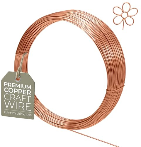 0.4mm (26 Gauge) x 20m Copper Non-Tarnish Craft Wire for Jewellery, Wire Wrapping, Sculpting, Hobby Craft, Wire Modelling