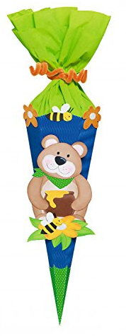 Ursus 9860006 - Schultüte Bastelset Mini, Bär, sechseckig, Höhe ca. 41 cm, Duchmesser ca. 15 cm, inklusive Bastelanleitung und Vorlagebogen, zum Selbstbasteln, ideal für die Einschuluung